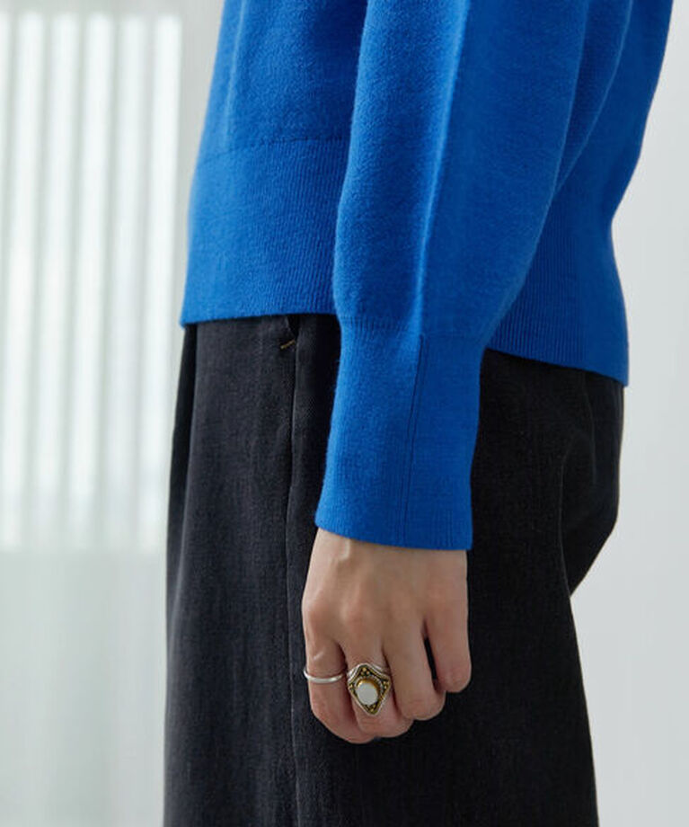 Samansa Mos2 blue「【Hug Knit】ロゴプルオーバー」|ニット・セーター|