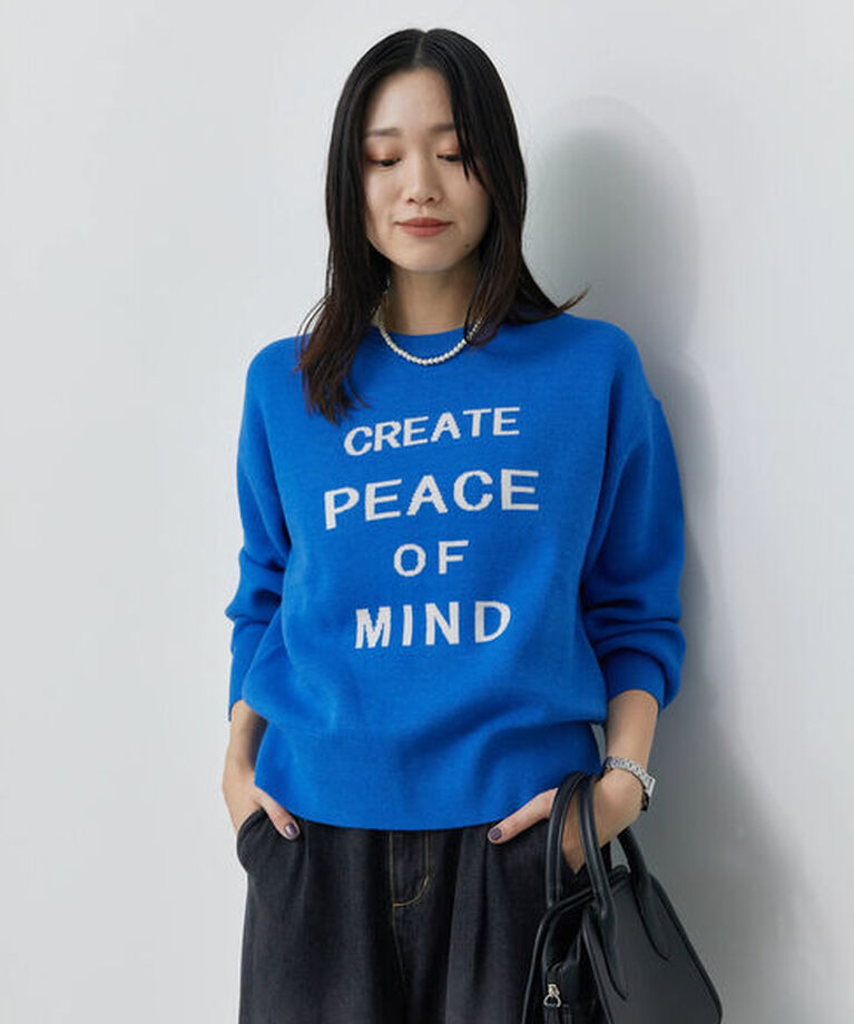 Samansa Mos2 blue「【Hug Knit】ロゴプルオーバー」|ニット・セーター|