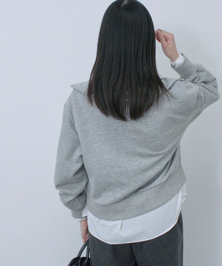 Samansa Mos2 blue「ラメ裏毛ハーフジッププルオーバー」|Tシャツ・カットソー|