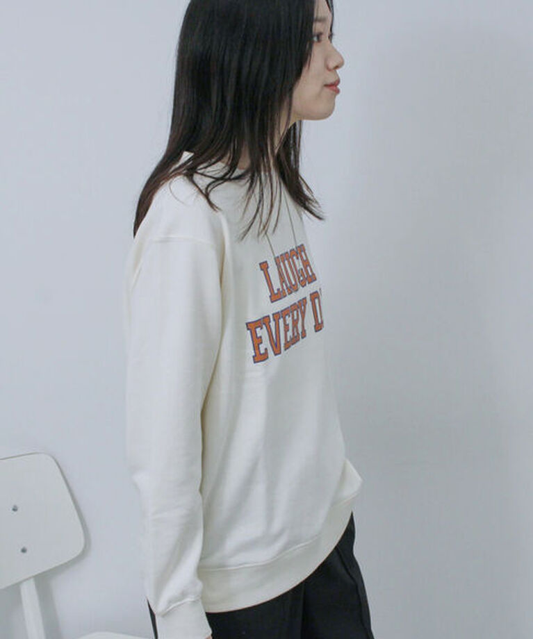 Samansa Mos2 blue「裏毛ロゴスウェット」|Tシャツ・カットソー|