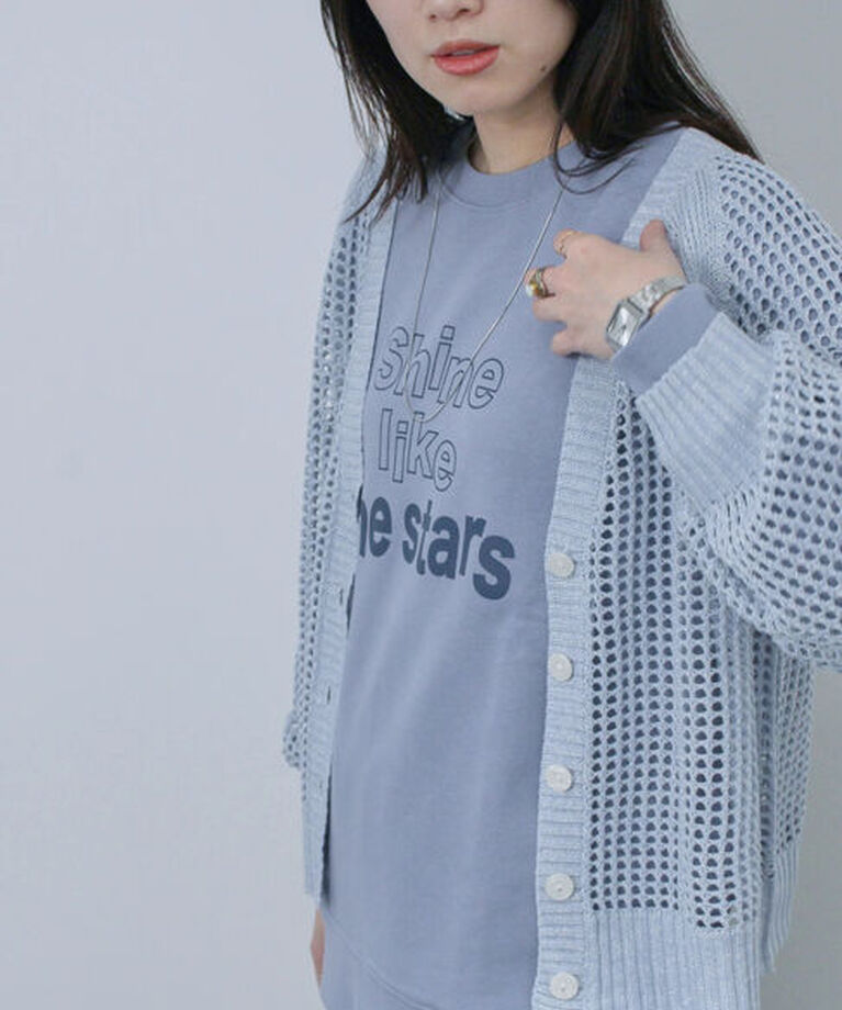 Samansa Mos2 blue「裏毛ロゴスウェット」|Tシャツ・カットソー|