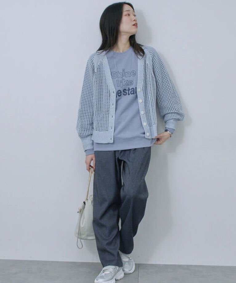 Samansa Mos2 blue「裏毛ロゴスウェット」|Tシャツ・カットソー|