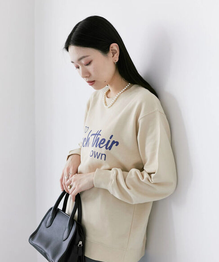 Samansa Mos2 blue「裏毛ロゴスウェット」|Tシャツ・カットソー|