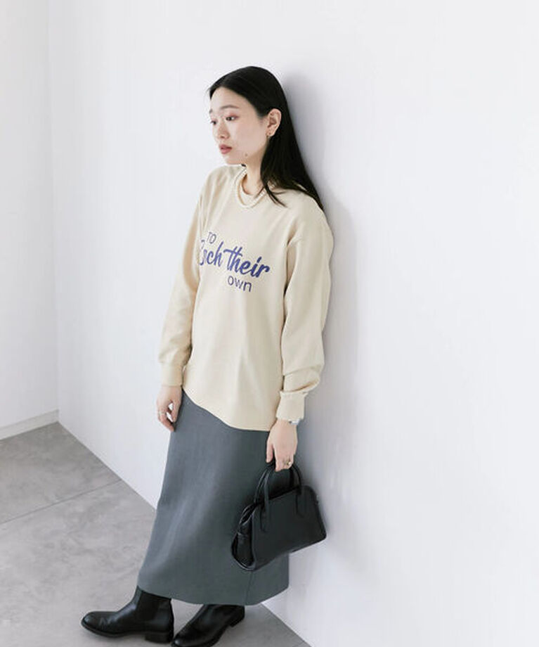 Samansa Mos2 blue「裏毛ロゴスウェット」|Tシャツ・カットソー|