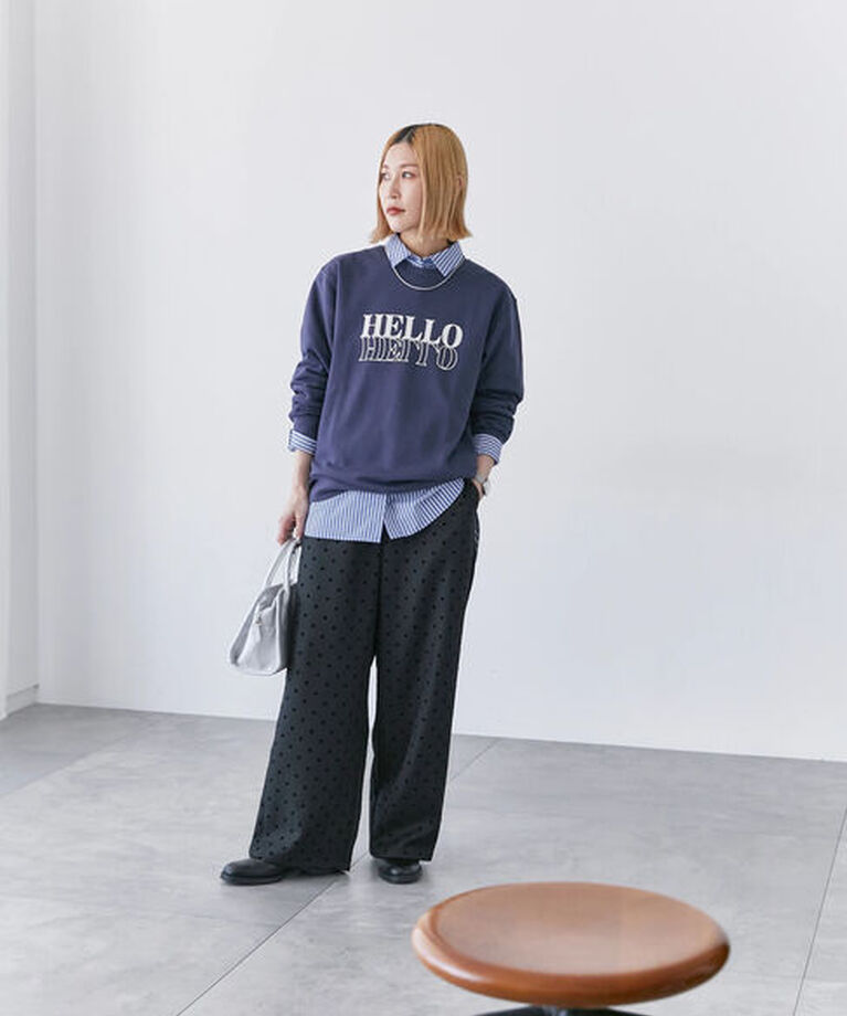 Samansa Mos2 blue「フロッキードットイージーパンツ」|その他|