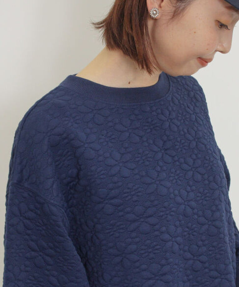 Samansa Mos2「◎ふくれジャカードトップス」|Tシャツ・カットソー|ネイビー