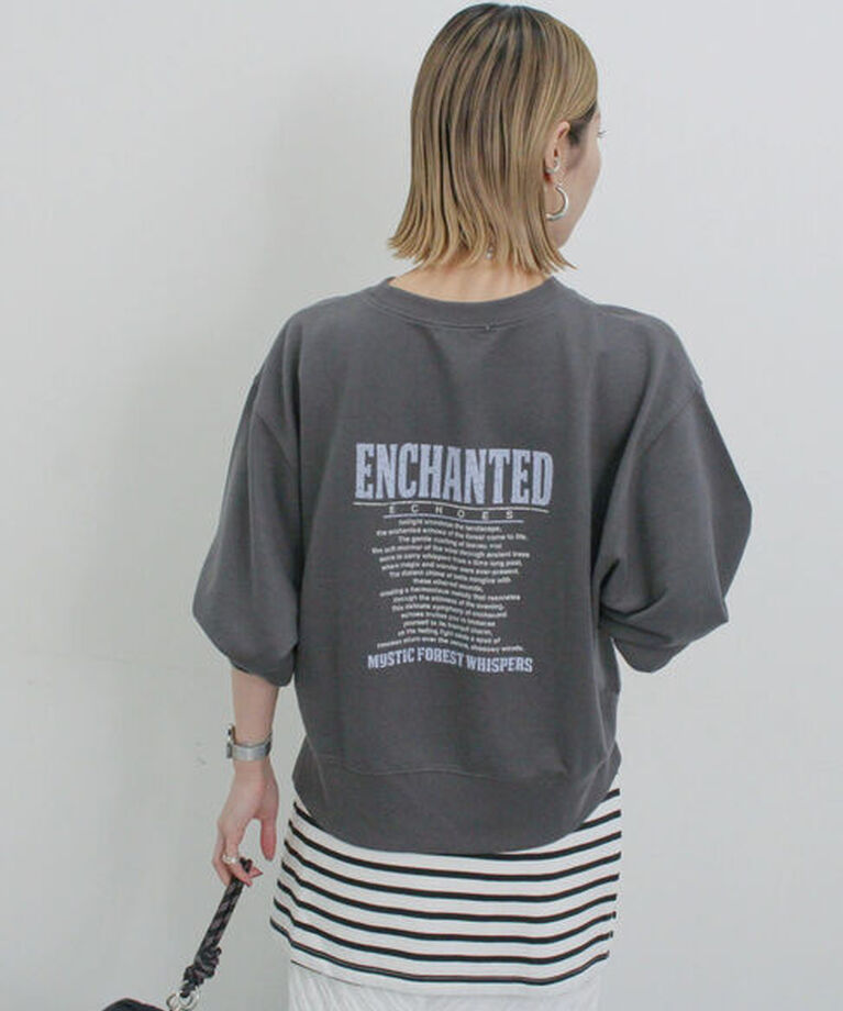 Samansa Mos2 blue「ミニ裏毛アソートプリントプルオーバー」|Tシャツ・カットソー|