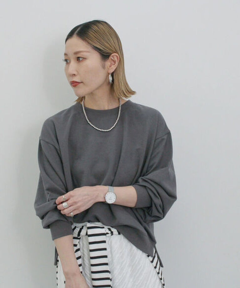 Samansa Mos2 blue「ミニ裏毛アソートプリントプルオーバー」|Tシャツ・カットソー|