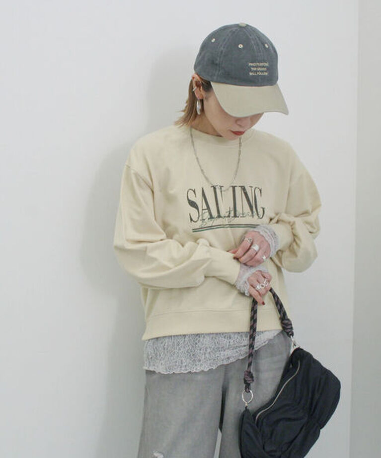 Samansa Mos2 blue「ミニ裏毛アソートプリントプルオーバー」|Tシャツ・カットソー|