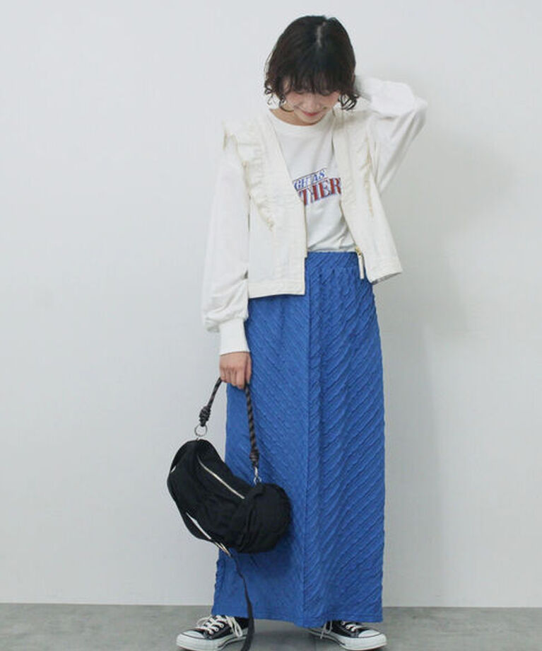 Samansa Mos2 blue「ミニ裏毛アソートプリントプルオーバー」|Tシャツ・カットソー|