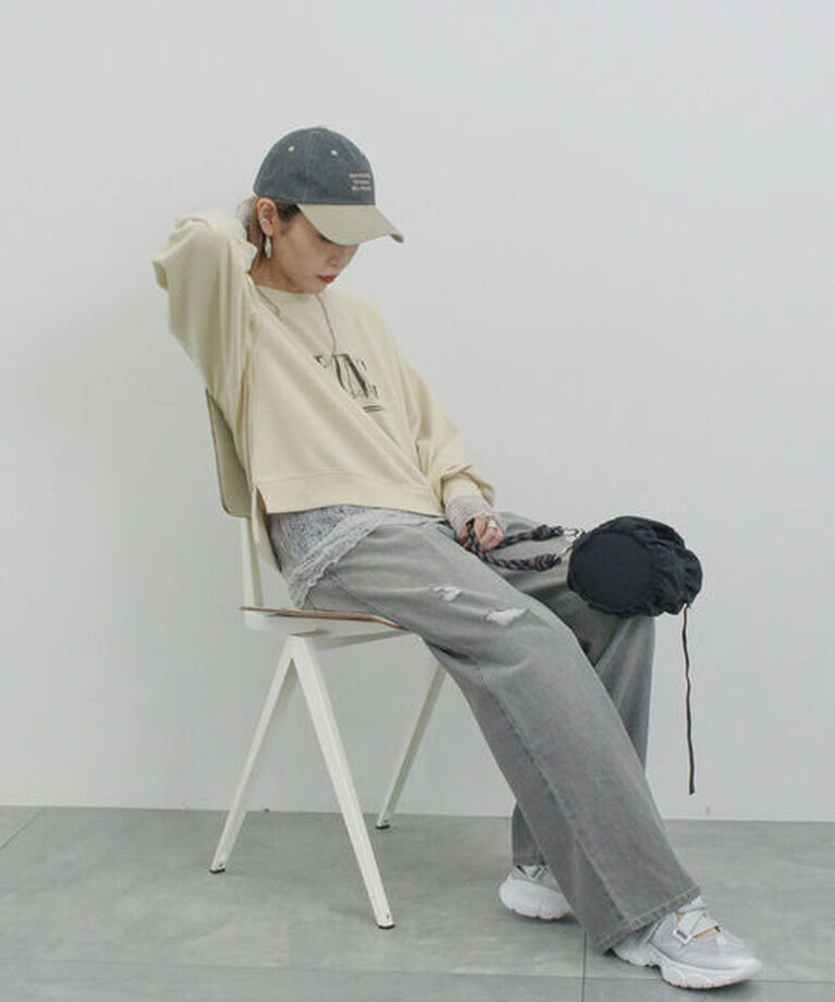 Samansa Mos2 blue「ミニ裏毛アソートプリントプルオーバー」|Tシャツ・カットソー|