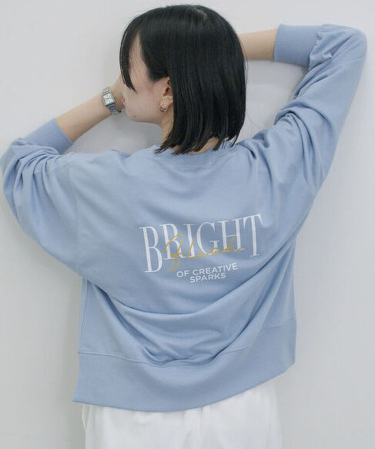 Samansa Mos2 blue「ミニ裏毛アソートプリントプルオーバー」|Tシャツ・カットソー|