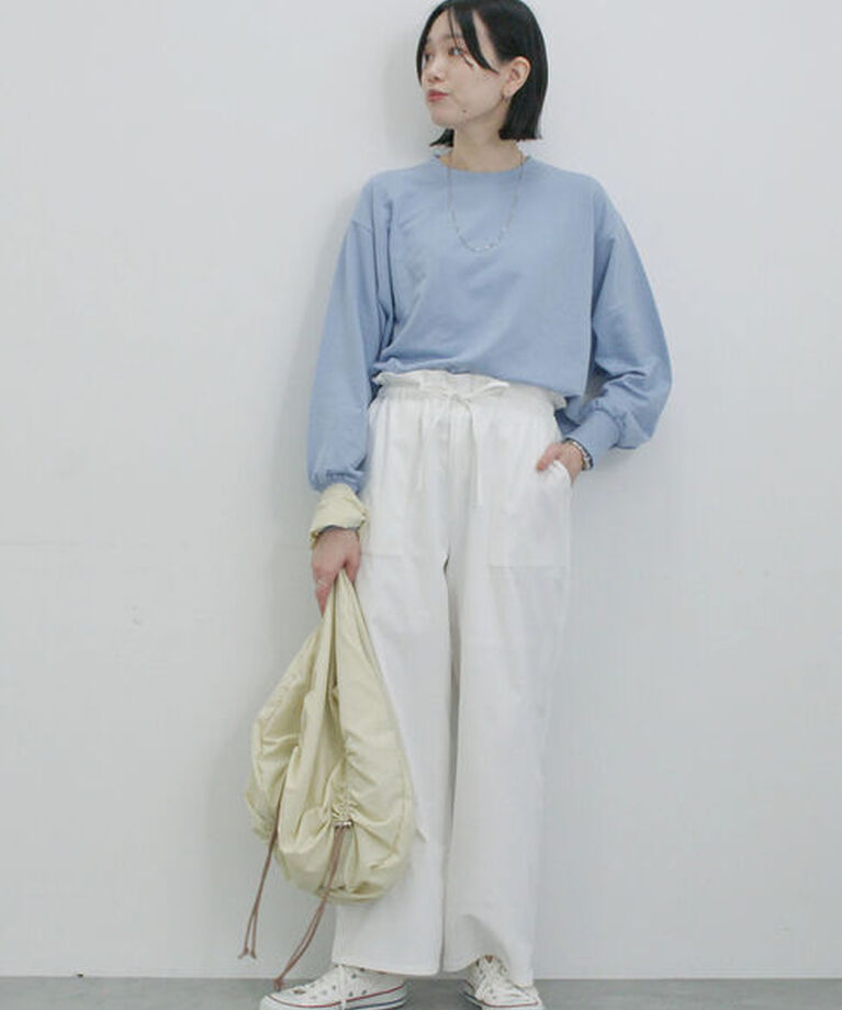 Samansa Mos2 blue「ミニ裏毛アソートプリントプルオーバー」|Tシャツ・カットソー|