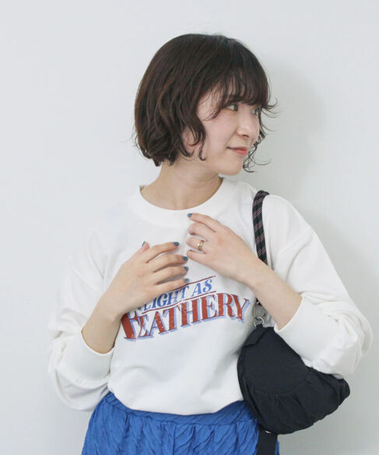 Samansa Mos2 blue「ミニ裏毛アソートプリントプルオーバー」|Tシャツ・カットソー|