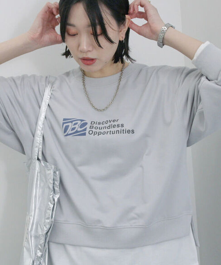 Samansa Mos2 blue「ミニ裏毛アソートプリントプルオーバー」|Tシャツ・カットソー|