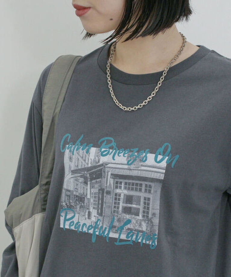 Samansa Mos2 blue「フォトプリントロンT」|Tシャツ・カットソー|