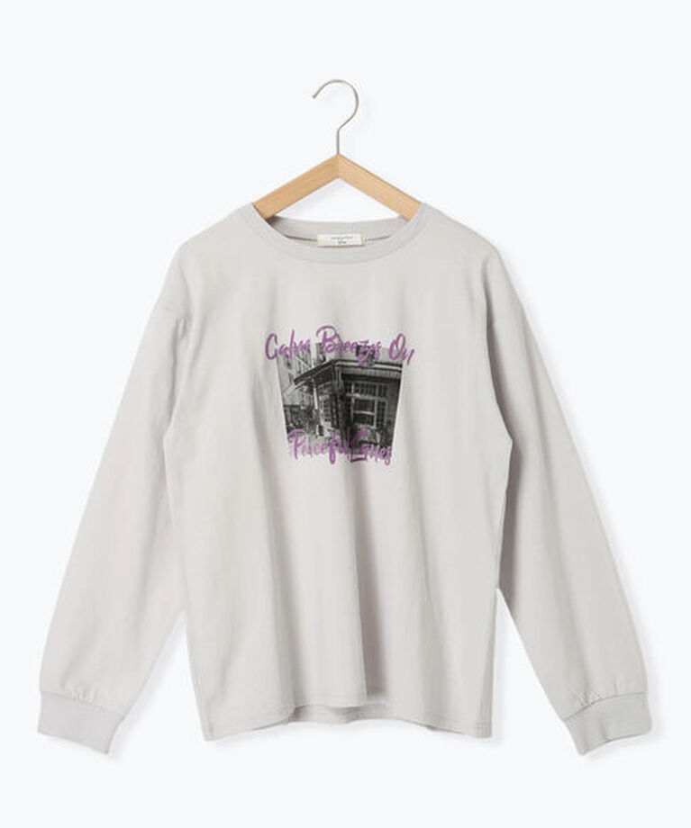Samansa Mos2 blue「フォトプリントロンT」|Tシャツ・カットソー|