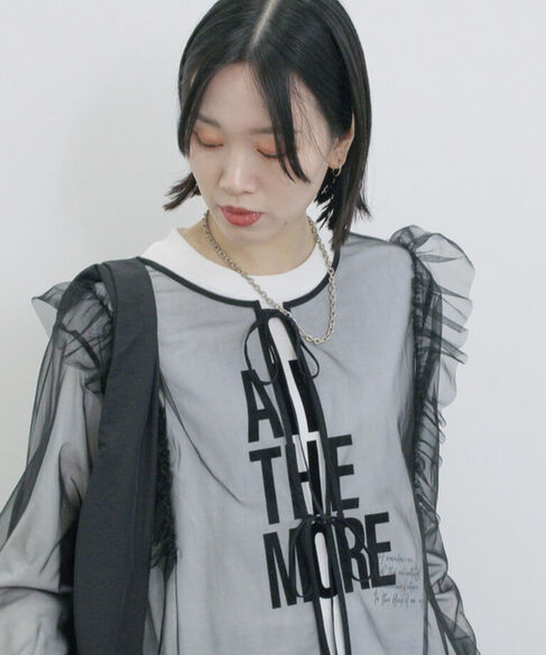 Samansa Mos2 blue「2wayラメチュールフリルプルオーバー」|Tシャツ・カットソー|