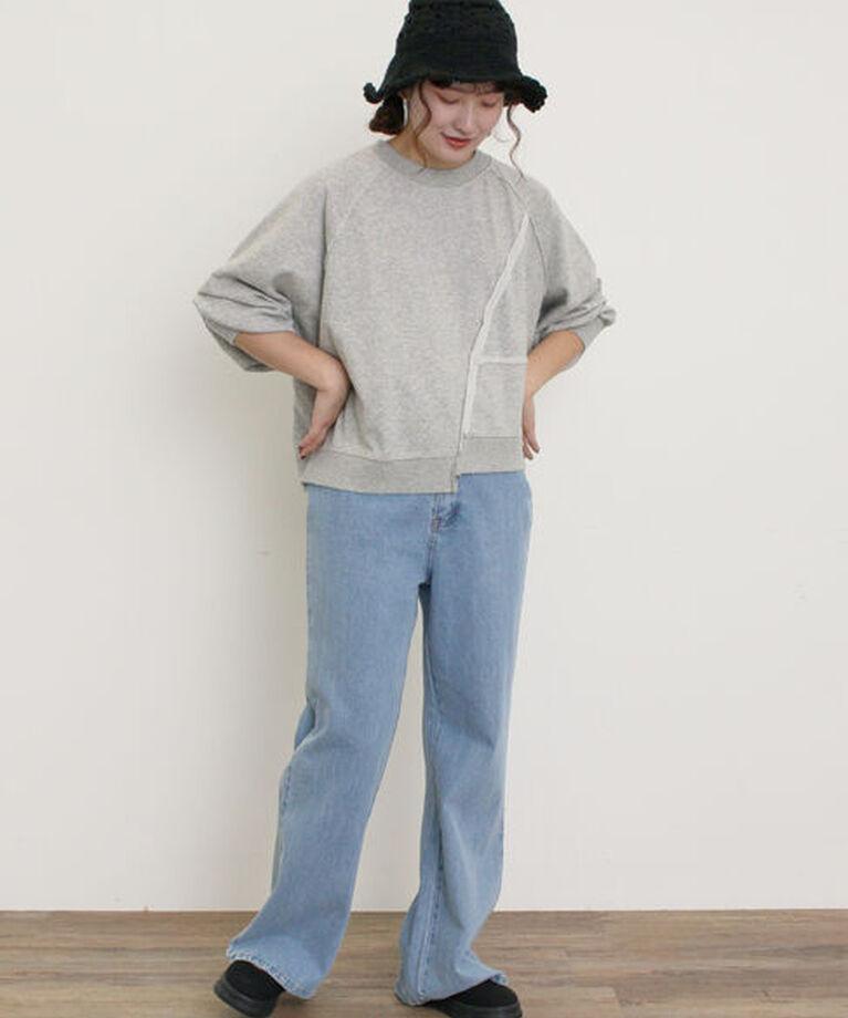 Samansa Mos2「ミニ裏毛ブロッキングショートスウェット」|Tシャツ・カットソー|