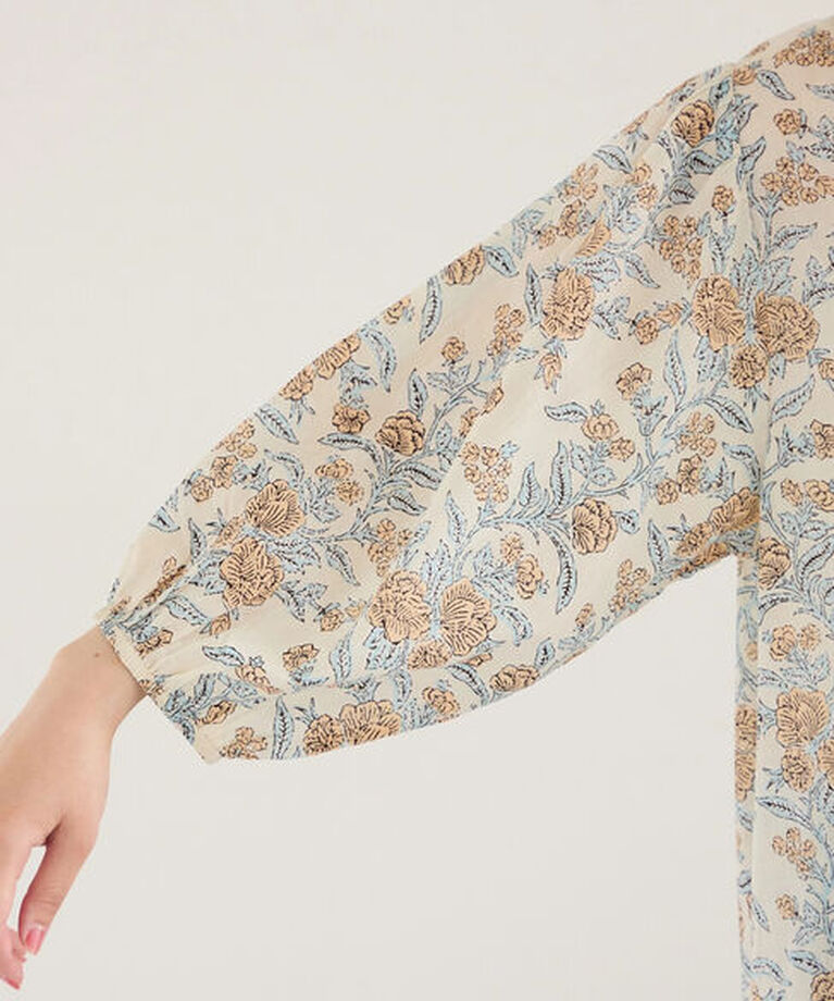 Samansa Mos2 blue「【Made in India】花柄ワンピース」|ワンピース|