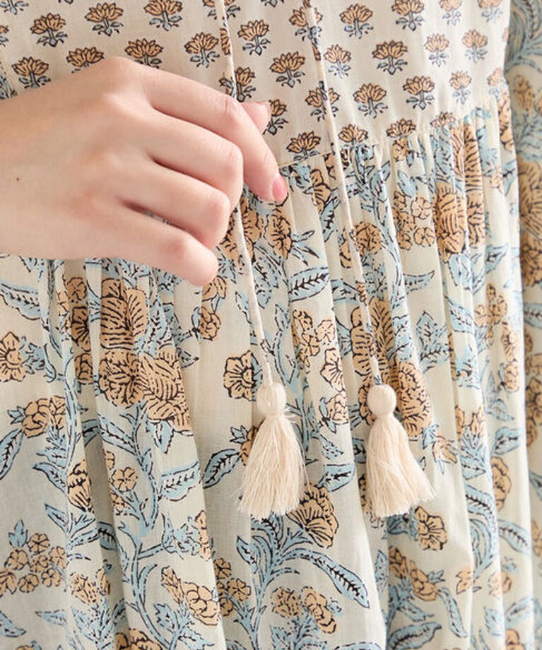 Samansa Mos2 blue「【Made in India】花柄ワンピース」|ワンピース|