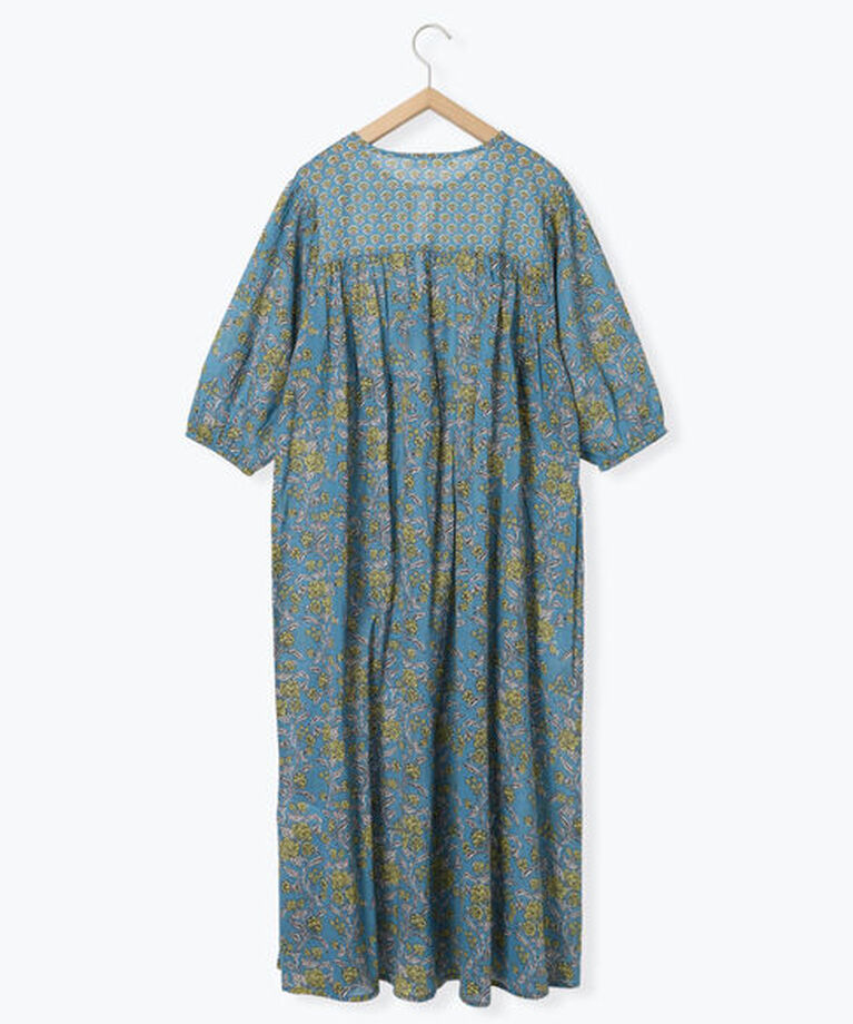 Samansa Mos2 blue「【Made in India】花柄ワンピース」|ワンピース|
