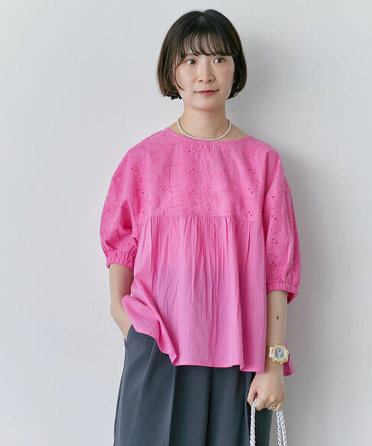 Samansa Mos2 blue「【Made in India】シフリーブラウス」|シャツ・ブラウス|