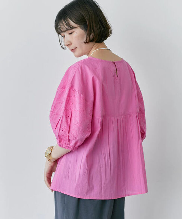Samansa Mos2 blue「【Made in India】シフリーブラウス」|シャツ・ブラウス|