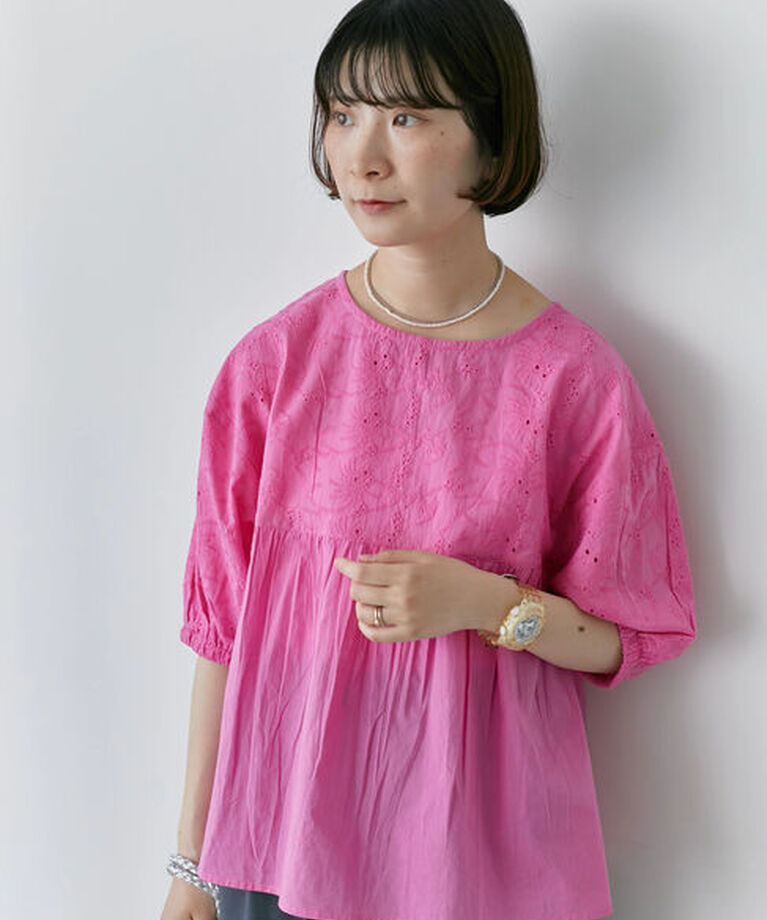 Samansa Mos2 blue「【Made in India】シフリーブラウス」|シャツ・ブラウス|