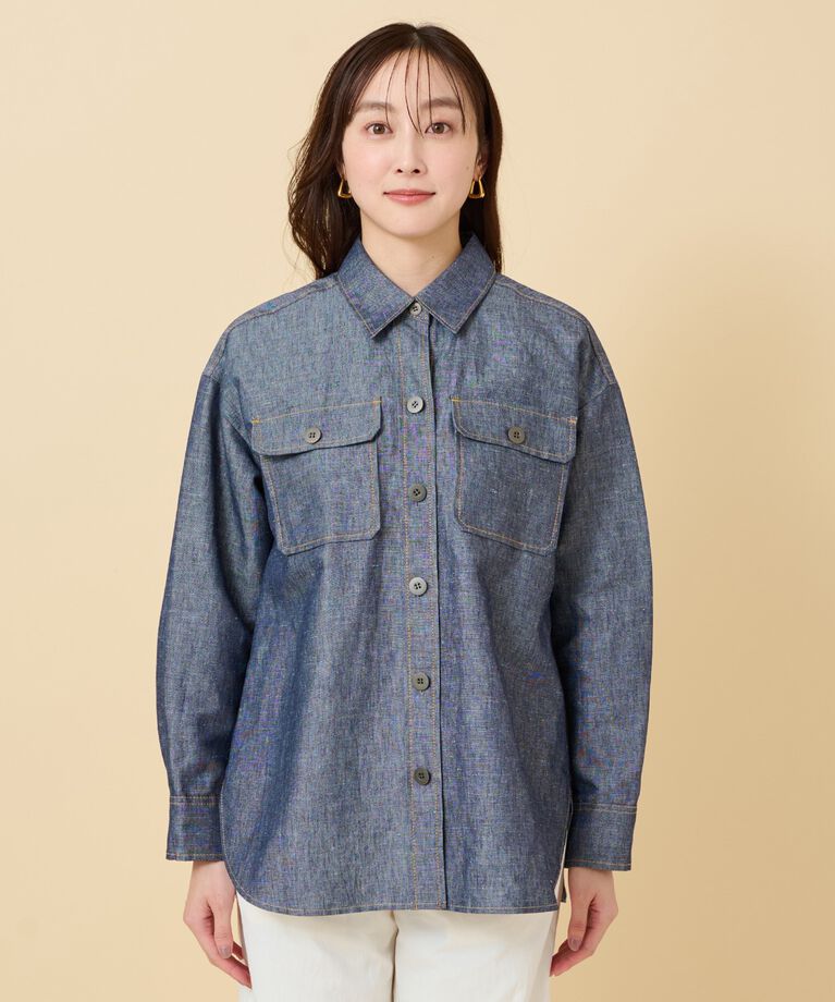 UNTITLED「【セットアップ可能】ヘンプシャンブレー オーバーシャツ」|シャツ・ブラウス|