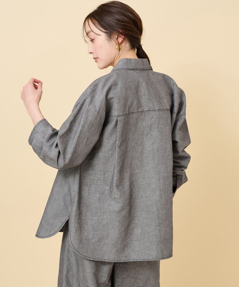 UNTITLED「【セットアップ可能】ヘンプシャンブレー オーバーシャツ」|シャツ・ブラウス|