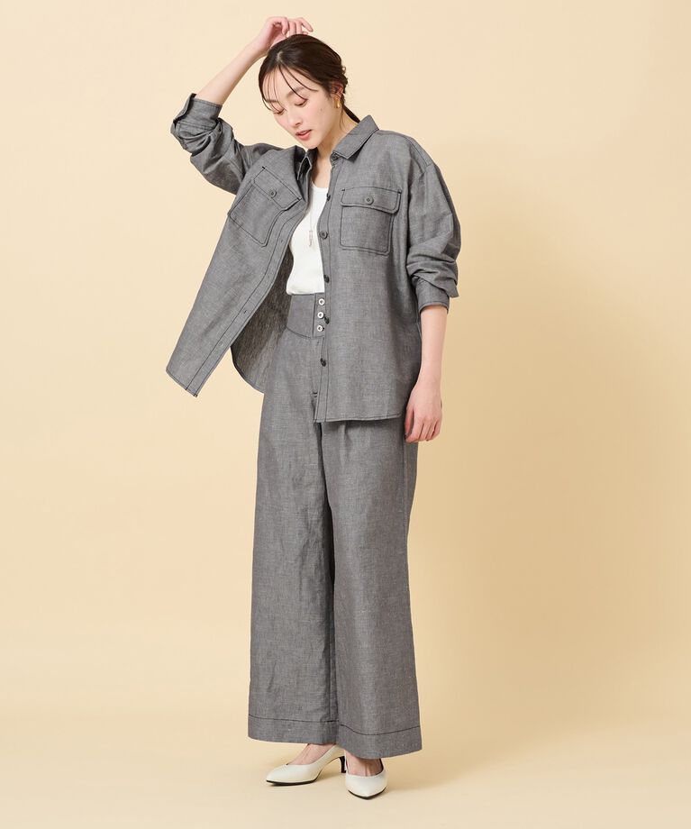 UNTITLED「【セットアップ可能】ヘンプシャンブレー オーバーシャツ」|シャツ・ブラウス|