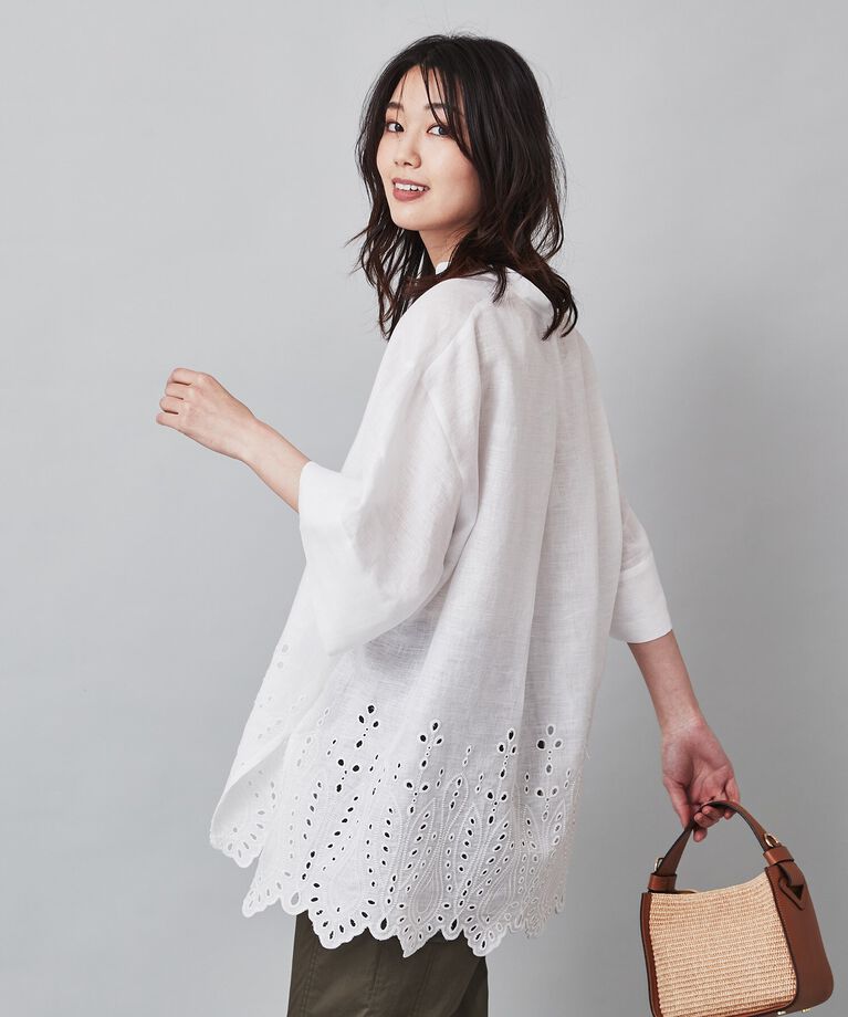 UNTITLED「【麻100／洗える／刺繍】アイレットリネン ブラウス」|シャツ・ブラウス|