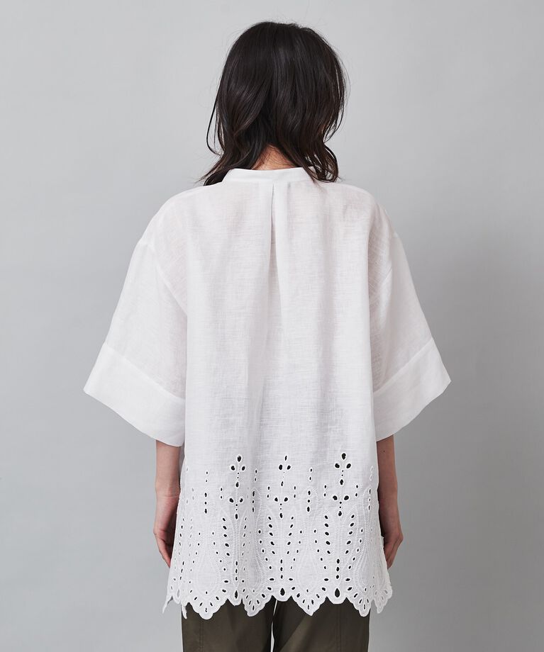 UNTITLED「【麻100／洗える／刺繍】アイレットリネン ブラウス」|シャツ・ブラウス|