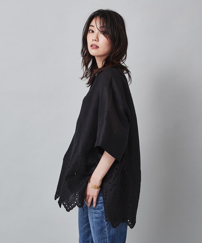UNTITLED「【麻100／洗える／刺繍】アイレットリネン ブラウス」|シャツ・ブラウス|