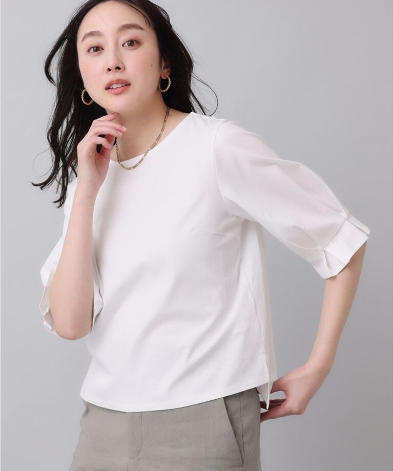 UNTITLED「【コットン／８色展開／五分袖】袖タックプルオーバー」|Tシャツ・カットソー|