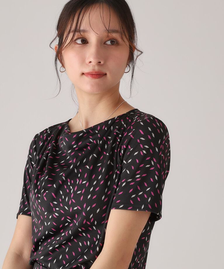 COUP DE CHANCE「【洗える／日本製／セットアップ可／一枚着／ジャケットイン】ジオメトリック柄カットソー」|Tシャツ・カットソー|