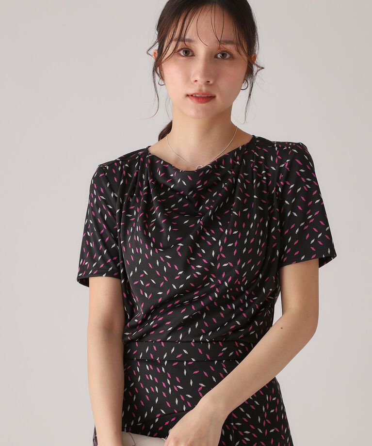 COUP DE CHANCE「【洗える／日本製／セットアップ可／一枚着／ジャケットイン】ジオメトリック柄カットソー」|Tシャツ・カットソー|