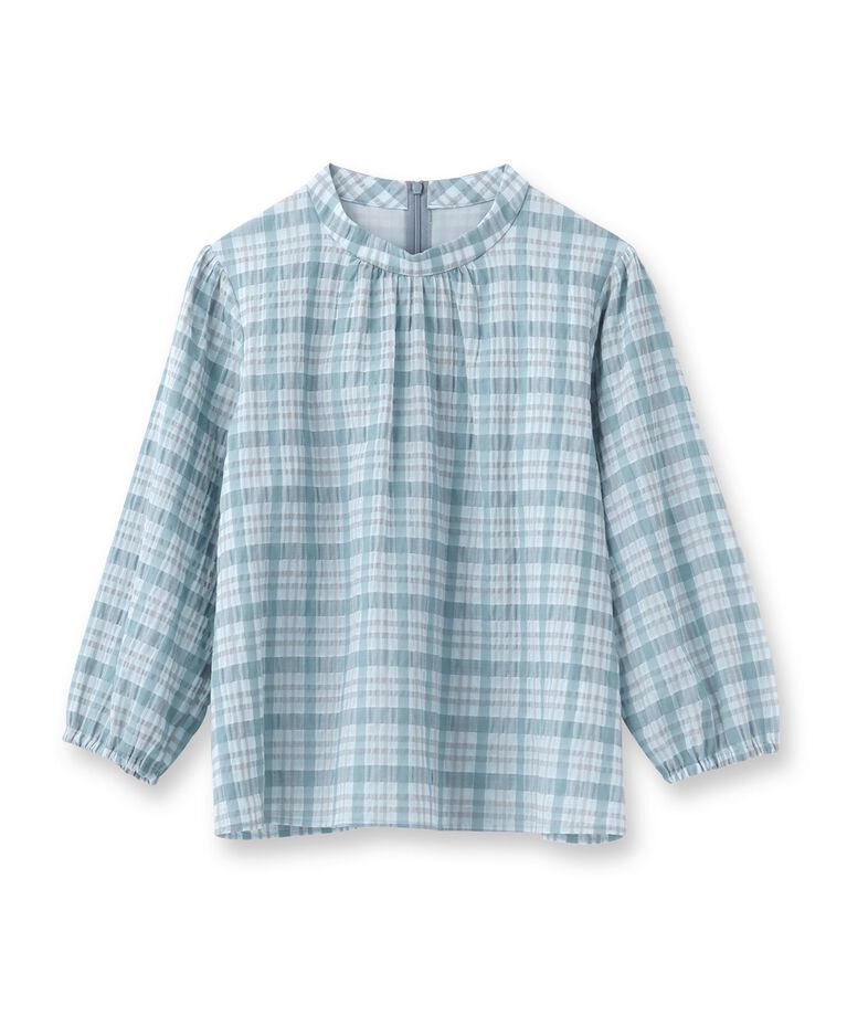 Reflect「【SALE／手洗い可／セットアップ可能】チェック柄シアーブラウス」|シャツ・ブラウス|
