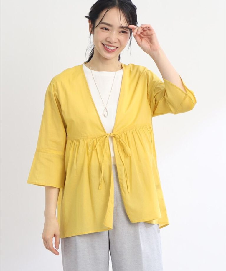 Reflect「【SALE/E‐QUALITY/セットアイテム／洗える】シアーブラウス＋キャップスリーブTシャツ」|その他|イエロー(032)