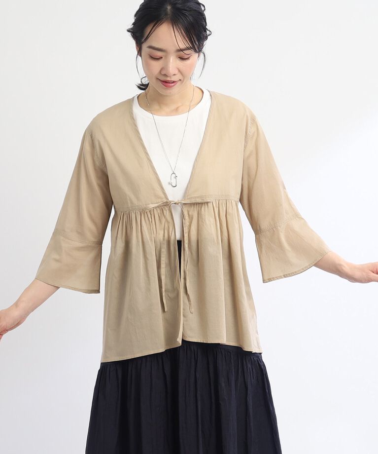 Reflect「【SALE/E‐QUALITY/セットアイテム／洗える】シアーブラウス＋キャップスリーブTシャツ」|その他|ベージュ(052)
