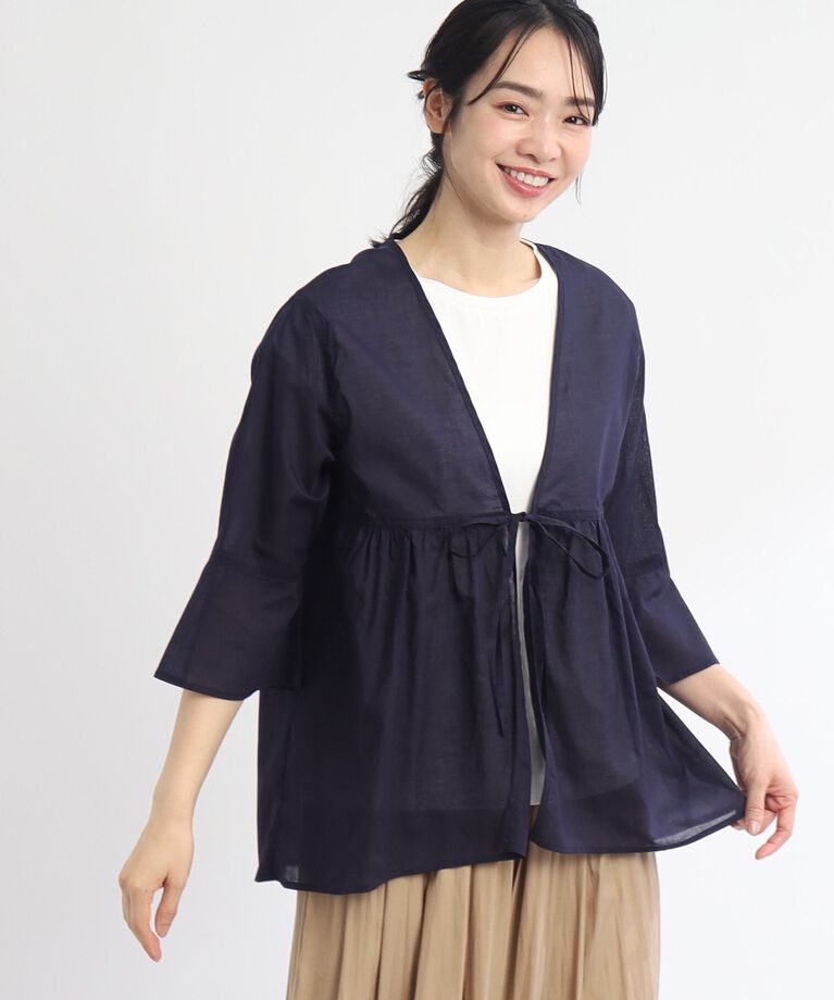 Reflect「【SALE/E‐QUALITY/セットアイテム／洗える】シアーブラウス＋キャップスリーブTシャツ」|その他|ネイビー(094)