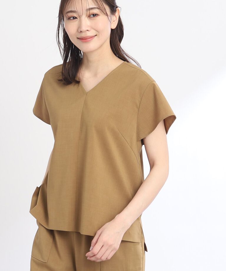 Reflect「【SALE／UVカット／接触冷感／マシンウォッシュ可／セットアップ可能】キレイめリネンライクブラウス」|シャツ・ブラウス|