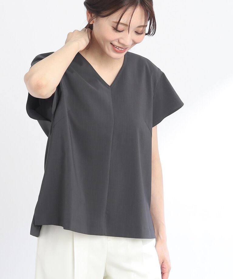 Reflect「【SALE／UVカット／接触冷感／マシンウォッシュ可／セットアップ可能】キレイめリネンライクブラウス」|シャツ・ブラウス|