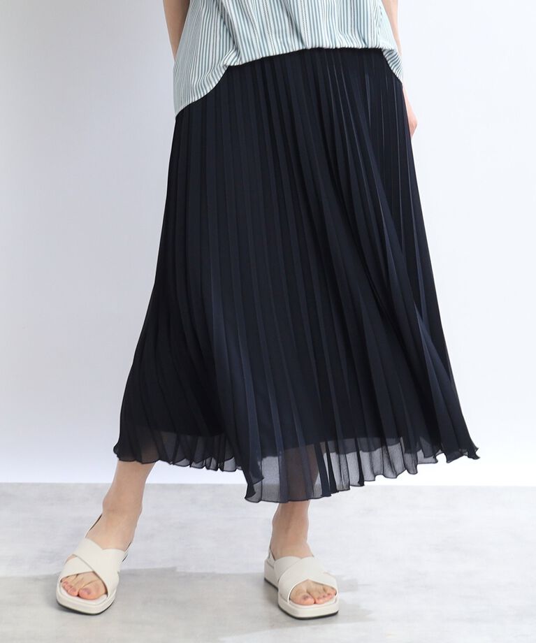 Reflect「【SALE／体型カバー／WEB限定カラーあり／手洗い可能】涼しげドライタッチプリーツスカート」|スカート|ﾈｲﾋﾞｰ(094)