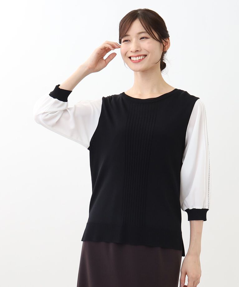 Reflect「【WEB限定カラーあり／UVカット／接触冷感／洗える／涼しく着られる】シフォンスリーブニット」|ニット・セーター|