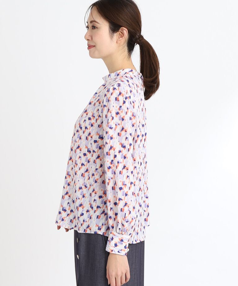 Reflect「【春SALE／マシンウォッシュ可／セットアップ可】パフスリーブプリントブラウス」|シャツ・ブラウス|