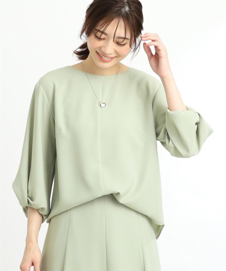 Reflect「【UVカット／接触冷感／セットアップ可能】バックサテンブラウス」|シャツ・ブラウス|ライトグリーン(02