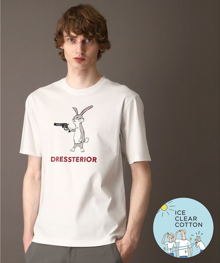 DRESSTERIOR「【接触冷感／抗菌防臭／消臭】ICE CLEAR COTTON ガンラビットTシャツ」|Tシャツ・カットソー|ホワイト(001)