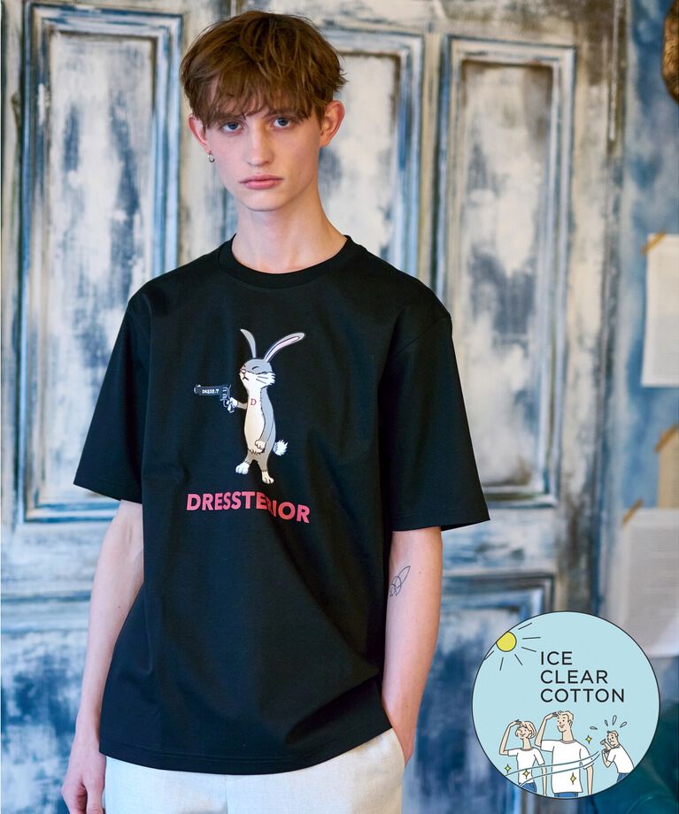 DRESSTERIOR「【接触冷感／抗菌防臭／消臭】ICE CLEAR COTTON ガンラビットTシャツ」|Tシャツ・カットソー|ブラック(019)